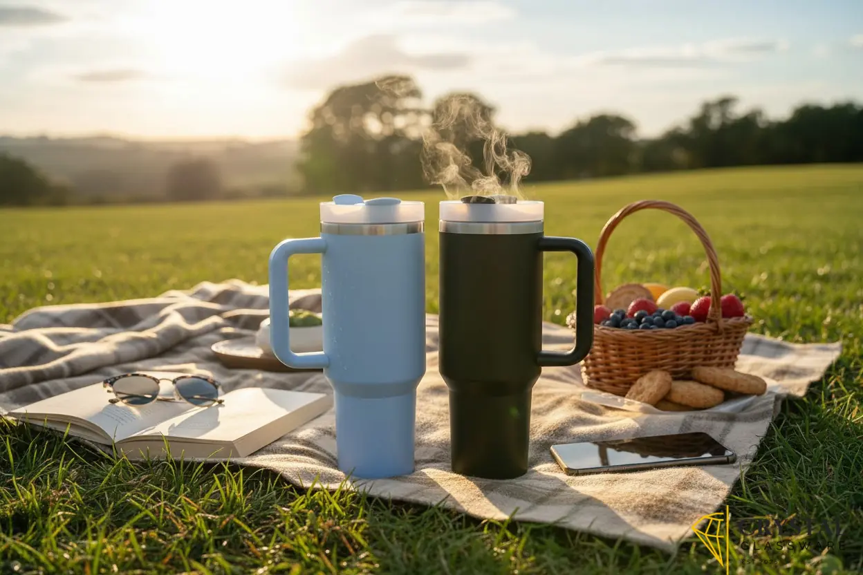 Stanley Tumblers Steel Tumblers Hot and cold Tumbler Mug With Straw Travelling Mug